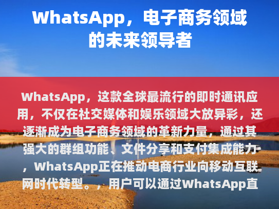 WhatsApp，电子商务领域的未来领导者