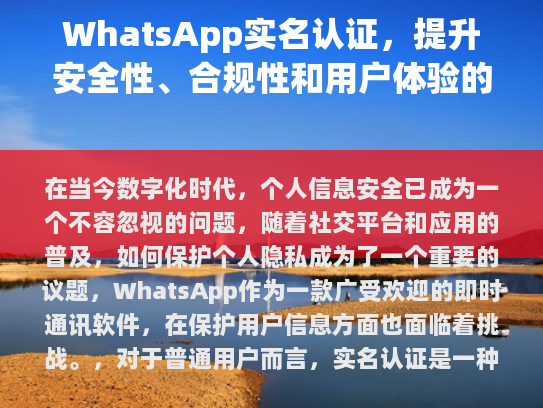 在当前的数字化时代，个人信息安全日益受到重视。随着社交平台和应用程序的广泛普及，如何保护个人隐私成为一个关键问题。WhatsApp作为一款广受用户欢迎的即时通讯软件，也在保护用户信息方面面临挑战。