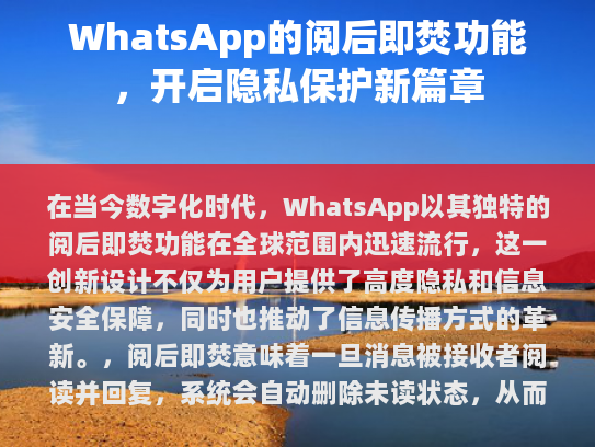 在当前的数字化时代，WhatsApp以其独特的新奇功能在全球范围内迅速流行。这一创新设计不仅为用户提供了高度隐私和信息安全保障，同时促进了信息传播方式的变革。
