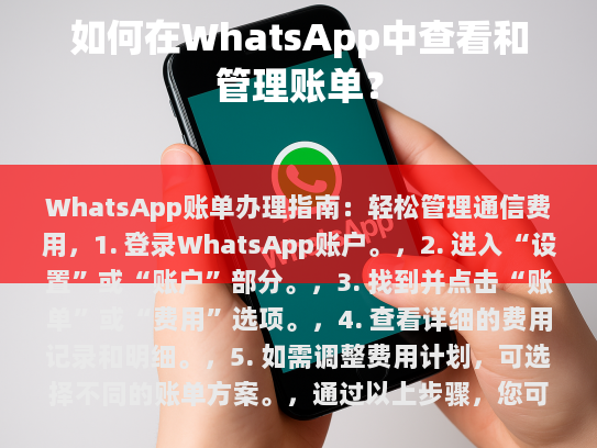 WhatsApp账单办理指南，轻松管理通信费用