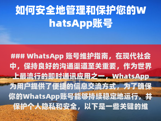 WhatsApp 账号维护指南