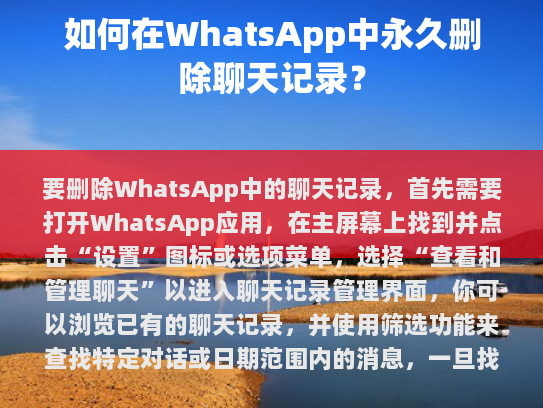 要在WhatsApp中永久删除聊天记录
